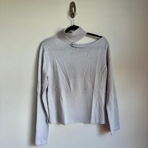 RtA 100% Cashmere Sweater Womens Small Cutout‎ Mock Neck Gray NWT